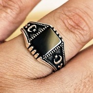 925 Ayar Siyah Oniks Taşlı Gümüş Erkek Yüzük