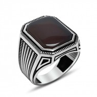 925 Ayar Siyah Oniks Taşlı Gümüş Erkek Yüzük : 01432