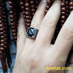 siyah zirkon taşlı 925 ayar gümüş erkek yüzük : 01491