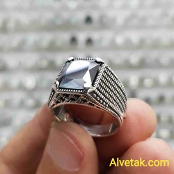 siyah zirkon taşlı 925 ayar gümüş erkek yüzük : 01491