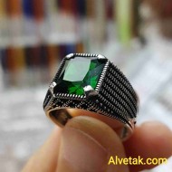 yeşil zirkon taşlı 925 ayar gümüş erkek yüzük : 01601 yeşil zirkon taşlı 925 ayar gümüş erkek yüzük : 01601