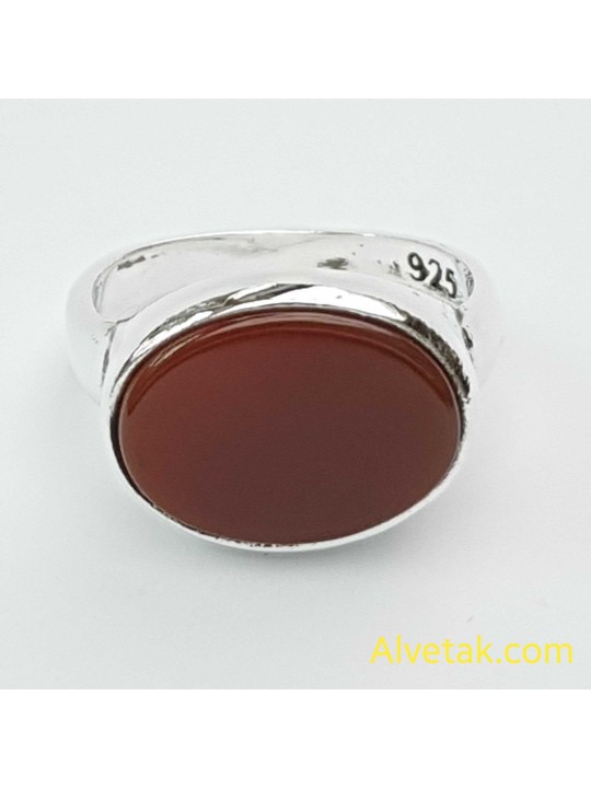 Kırmızı Akik Taşlı 925 Ayar Gümüş Erkek Yüzük : 01611