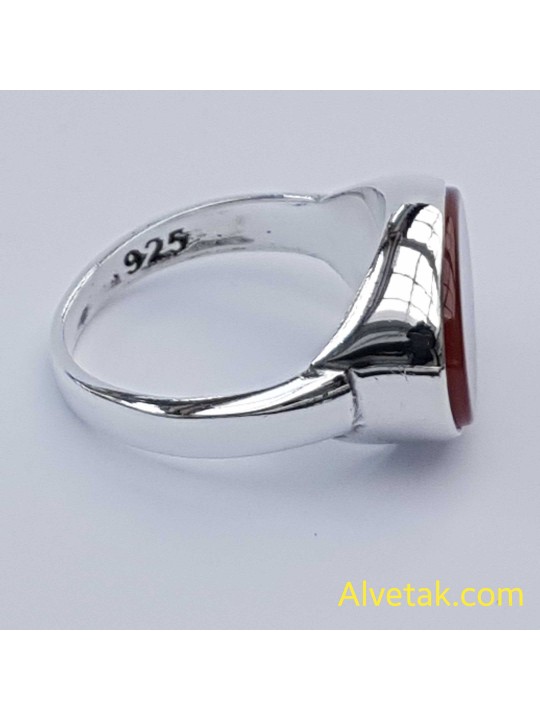 Kırmızı Akik Taşlı 925 Ayar Gümüş Erkek Yüzük : 01611