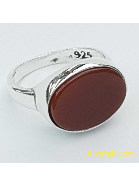 Kırmızı Akik Taşlı 925 Ayar Gümüş Erkek Yüzük : 01611