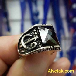 siyah zirkon taşlı 925 ayar gümüş erkek yüzük : 01671