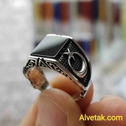 925 Ayar Siyah Oniks Taşlı Gümüş Erkek Yüzük : 01716