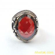 kırmızı zirkon taşlı 925 ayar gümüş erkek yüzük : 01773 kırmızı zirkon taşlı 925 ayar gümüş erkek yüzük : 01773