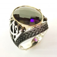 siyah zirkon taşlı 925 ayar gümüş erkek yüzük : 01776