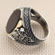 Siyah Oniks Taşlı 925 Ayar Gümüş Erkek Yüzük : 01798 Siyah Oniks Taşlı 925 Ayar Gümüş Erkek Yüzük : 01798