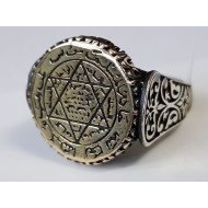 925 Ayar Mühr-ü Süleyman (Davut Yıldızı) Gümüş Erkek Yüzük: 01831