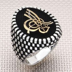 Osmanlı Tuğra Elips 925 Ayar Gümüş Erkek Yüzük : 01855