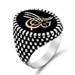 Osmanlı Tuğra Elips 925 Ayar Gümüş Erkek Yüzük : 01855 Osmanlı Tuğra Elips 925 Ayar Gümüş Erkek Yüzük : 01855