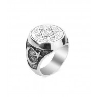 925 Ayar Mühr-ü Süleyman (Davut Yıldızı) Gümüş Erkek Yüzük: 01882