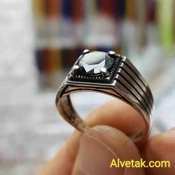 siyah zirkon taşlı 925 ayar gümüş erkek yüzük : 01891