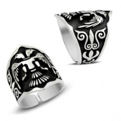 Selçuklu Kartal Gümüş Okçu Zihgir Erkek Yüzük : 01915 Selçuklu Kartal Gümüş Okçu Zihgir Erkek Yüzük : 01915