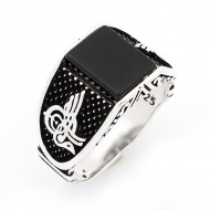 Siyah Oniks Taşlı 925 Ayar Gümüş Erkek Yüzük : 02167 Siyah Oniks Taşlı 925 Ayar Gümüş Erkek Yüzük : 02167