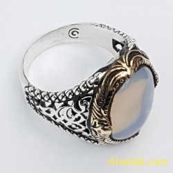 Şeffaf Ay Taşlı 925 Ayar Gümüş Erkek Yüzük : 02234 Şeffaf Ay Taşlı 925 Ayar Gümüş Erkek Yüzük : 02234