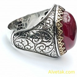 kırmızı zirkon taşlı 925 ayar gümüş erkek yüzük : 02347 kırmızı zirkon taşlı 925 ayar gümüş erkek yüzük : 02347