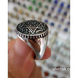 925 Ayar Mühr-ü Süleyman (Davut Yıldızı) Gümüş Erkek Yüzük: 02363 925 Ayar Mühr-ü Süleyman (Davut Yıldızı) Gümüş Erkek Yüzük: 02363
