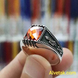 kırmızı zirkon taşlı 925 ayar gümüş erkek yüzük : 02366