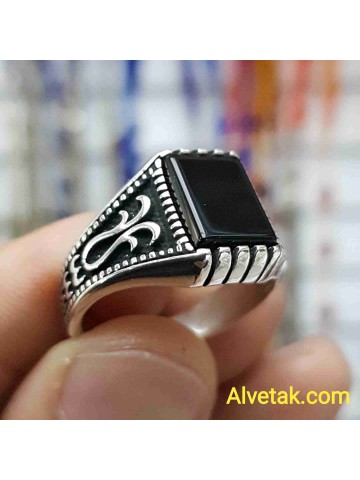 925 Ayar Siyah Oniks Taşlı Gümüş Erkek Yüzük : 02374
