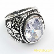 Beyaz Zirkon Taşlı 925 Ayar Gümüş Yüzük : 02400