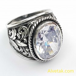 Beyaz Zirkon Taşlı 925 Ayar Gümüş Yüzük : 02400