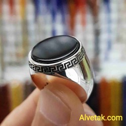 Siyah Oniks Taşlı 925 Ayar Gümüş Erkek Yüzük : 02431