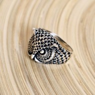 Baykuş Figürlü 925 Ayar Gümüş Erkek Yüzük : 02500 Baykuş Figürlü 925 Ayar Gümüş Erkek Yüzük : 02500