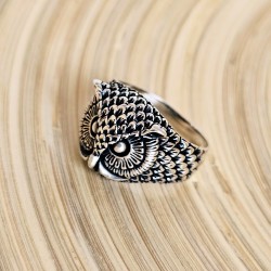 Baykuş Figürlü 925 Ayar Gümüş Erkek Yüzük : 02500 Baykuş Figürlü 925 Ayar Gümüş Erkek Yüzük : 02500