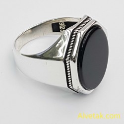 Siyah Oniks Taşlı 925 Ayar Gümüş Erkek Yüzük (Büyük Model) : 02544 Siyah Oniks Taşlı 925 Ayar Gümüş Erkek Yüzük (Büyük Model) : 02544