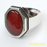 Kırmızı Akik Taşlı 925 Ayar Gümüş Erkek Yüzük : 02547