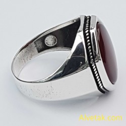 Kırmızı Akik Taşlı 925 Ayar Gümüş Erkek Yüzük : 02547 Kırmızı Akik Taşlı 925 Ayar Gümüş Erkek Yüzük : 02547