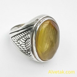 Orijinal Damla Kehribar Taşlı 925 Ayar Gümüş Erkek Yüzük : 02572 Orijinal Damla Kehribar Taşlı 925 Ayar Gümüş Erkek Yüzük : 02572