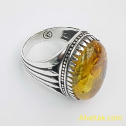 Orijinal Damla Kehribar Taşlı 925 Ayar Gümüş Erkek Yüzük : 02574 Orijinal Damla Kehribar Taşlı 925 Ayar Gümüş Erkek Yüzük : 02574