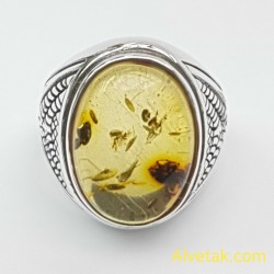 Orijinal Damla Kehribar Taşlı 925 Ayar Gümüş Erkek Yüzük : 02575 Orijinal Damla Kehribar Taşlı 925 Ayar Gümüş Erkek Yüzük : 02575