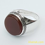 Kırmızı Akik Taşlı 925 Ayar Gümüş Erkek Yüzük : 02583