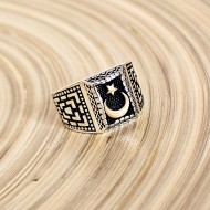 Ay Yıldız 925 Ayar Gümüş Erkek Yüzük Ay Yıldız 925 Ayar Gümüş Erkek Yüzük