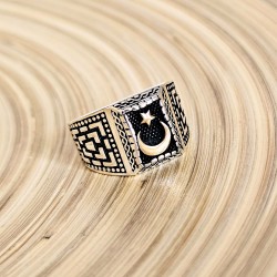 Ay Yıldız 925 Ayar Gümüş Erkek Yüzük Ay Yıldız 925 Ayar Gümüş Erkek Yüzük