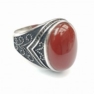 Kırmızı Yemen Akik Taşlı 925 Ayar Gümüş Erkek Yüzük : 02596 Kırmızı Yemen Akik Taşlı 925 Ayar Gümüş Erkek Yüzük : 02596