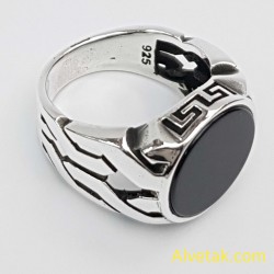 Siyah Oniks Taşlı 925 Ayar Gümüş Erkek Yüzük : 02618 Siyah Oniks Taşlı 925 Ayar Gümüş Erkek Yüzük : 02618