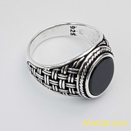 Siyah Oniks Taşlı 925 Ayar Gümüş Erkek Yüzük : 02656 Siyah Oniks Taşlı 925 Ayar Gümüş Erkek Yüzük : 02656