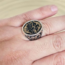 Osmanlı Tuğralı 925 Ayar Gümüş Erkek Yüzük
