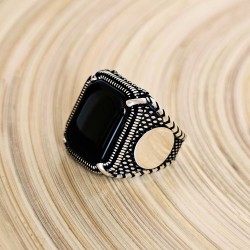 925 Ayar Siyah Oniks Taşlı Gümüş Erkek Yüzük
