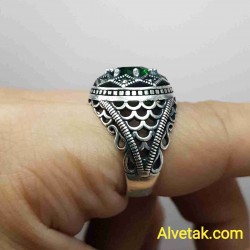yeşil zirkon taşlı 925 ayar gümüş erkek yüzük : 02809 yeşil zirkon taşlı 925 ayar gümüş erkek yüzük : 02809