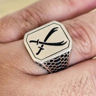 Zülfikar Kılıcı Figürlü 925 Ayar Gümüş Erkek Yüzük : 01001