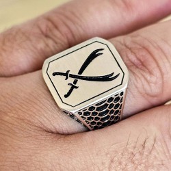 Zülfikar Kılıcı Figürlü 925 Ayar Gümüş Erkek Yüzük : 01001