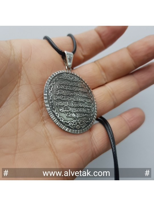 ayetel kürsi yazılı 925 ayar gümüş kolye ucu : 15071