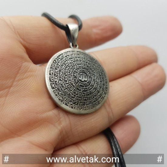 99 isim esmaül hüsna yazılı gümüş kolye ucu -eskitme model - : 15130