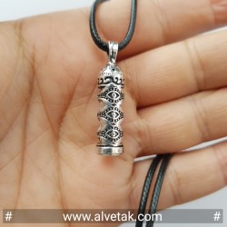 925 Ayar Cevşen Dualı Desen Figürlü Gümüş Tüp Kolye Ucu : 15082